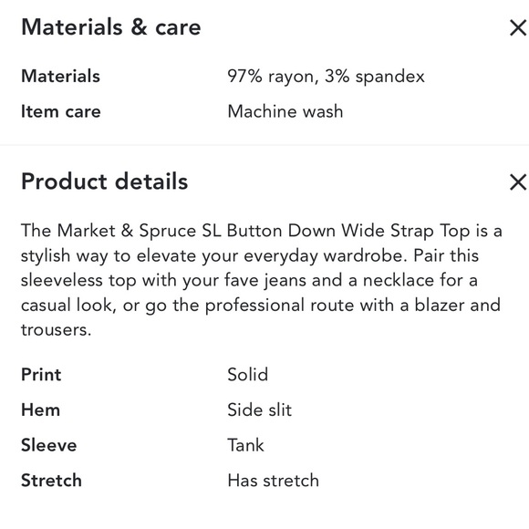 Market & Spruce SL Button Down Wide Strap Top S - Picture 10 of 10